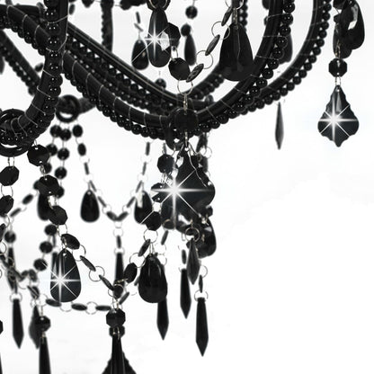 Chandelier with pearls Black 12 × E14 sockets