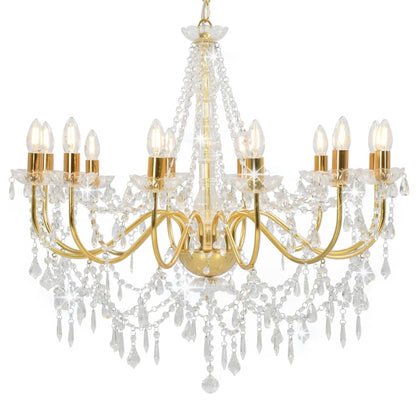 Chandelier with pearls Golden 12 x E14 sockets