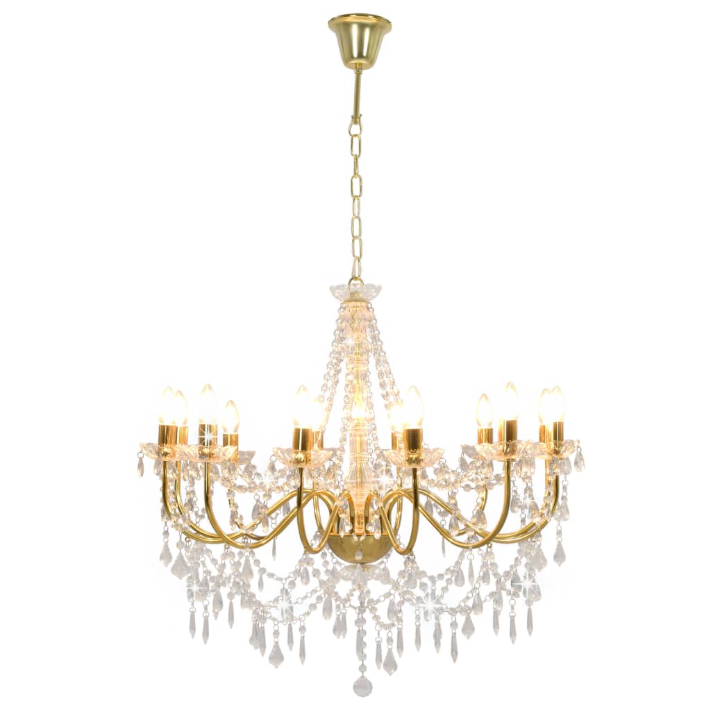 Chandelier with pearls Golden 12 x E14 sockets