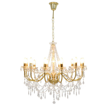 Chandelier with pearls Golden 12 x E14 sockets