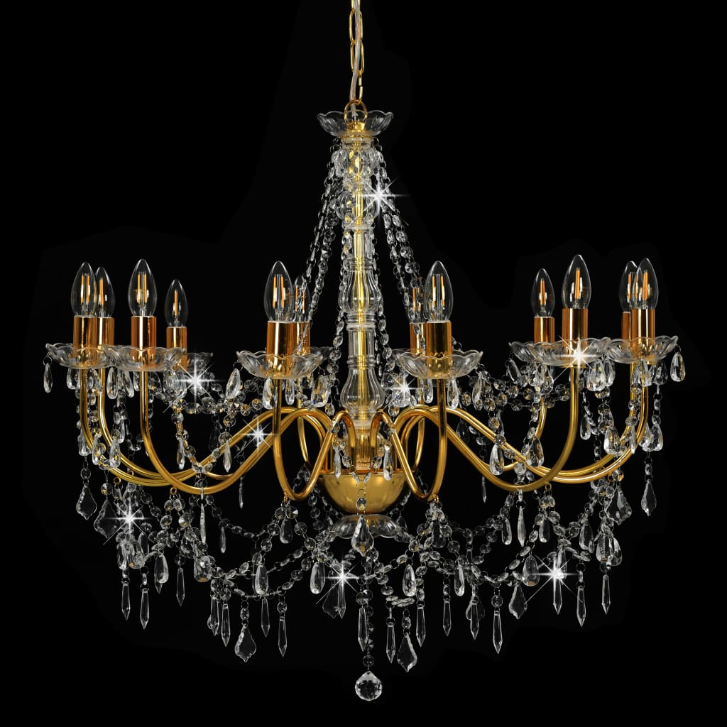 Chandelier with pearls Golden 12 x E14 sockets