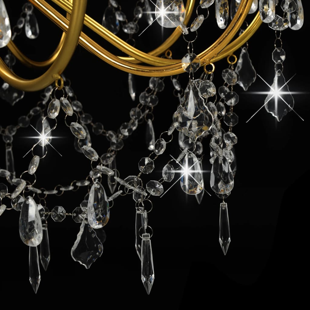 Chandelier with pearls Golden 12 x E14 sockets