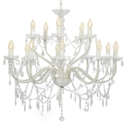 Chandelier 2-layer white 15×E14 bulbs