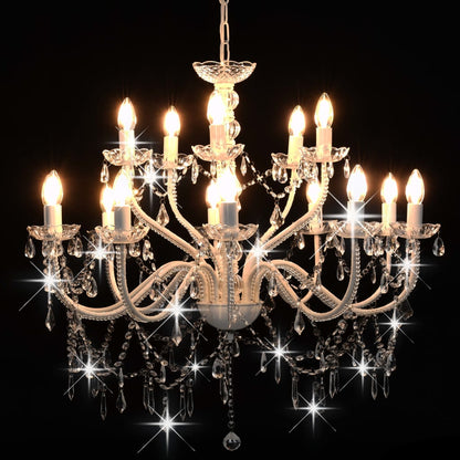 Chandelier 2-layer white 15×E14 bulbs