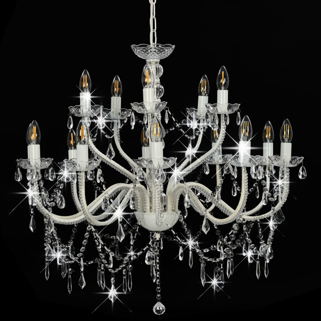 Chandelier 2-layer white 15×E14 bulbs