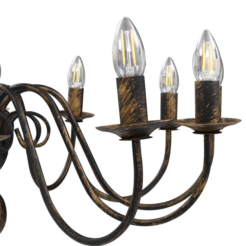 Chandelier Antique Black 12 × E14 sockets