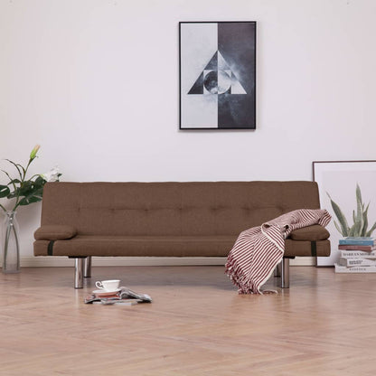 Schlafsofa mit zwei Kissen Braun Polyester