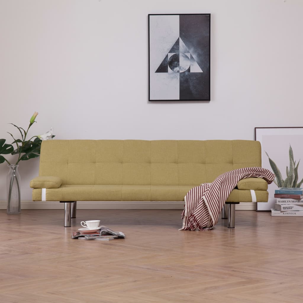 Schlafsofa mit zwei Kissen Grün Polyester