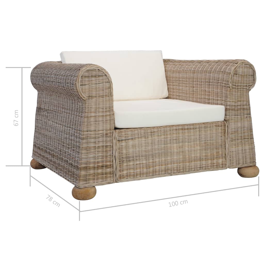 Sessel mit Kissen Natur Rattan