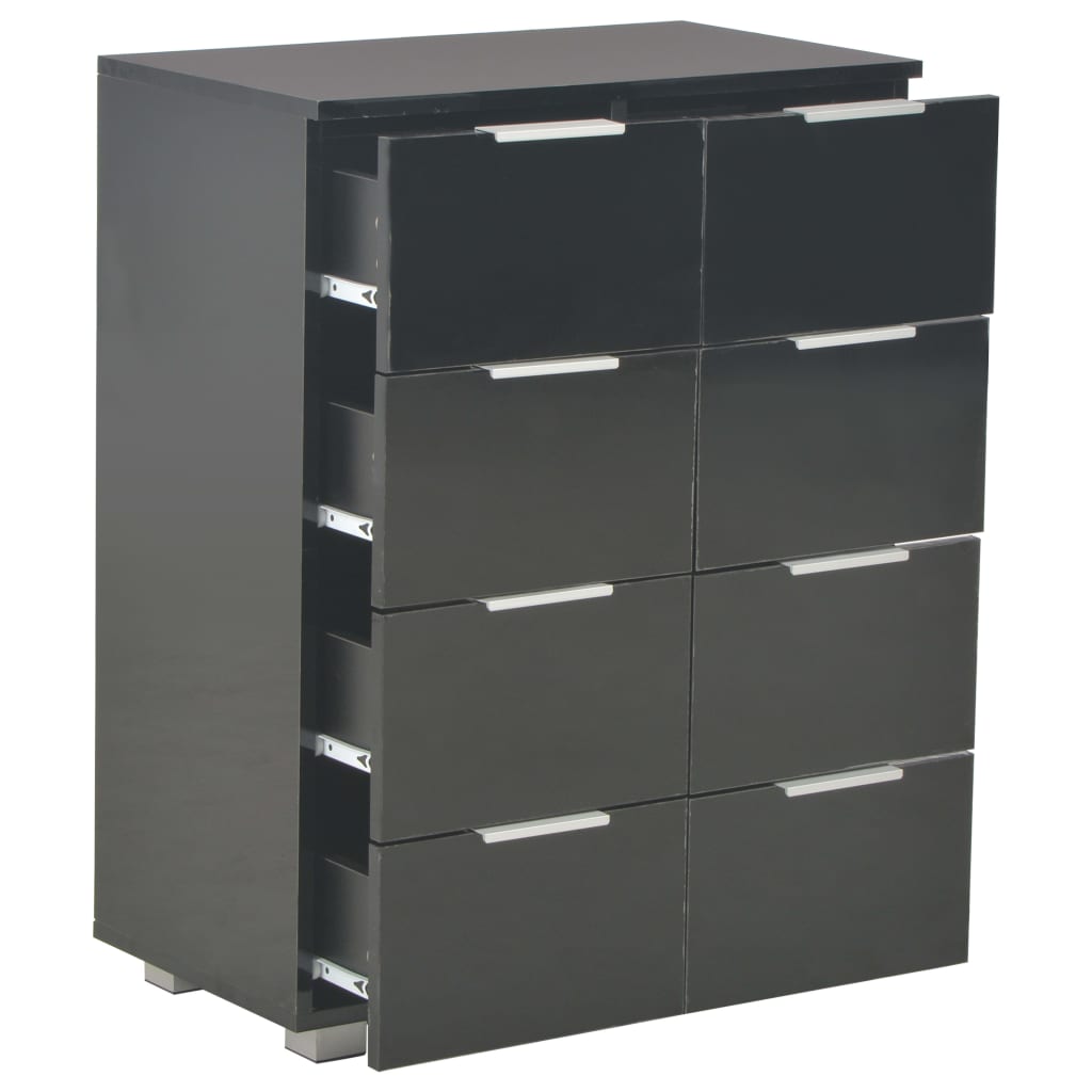 Sideboard high gloss black 60x35x80 cm wood material