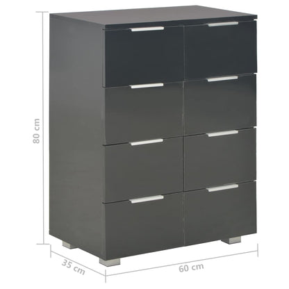 Sideboard high gloss black 60x35x80 cm wood material