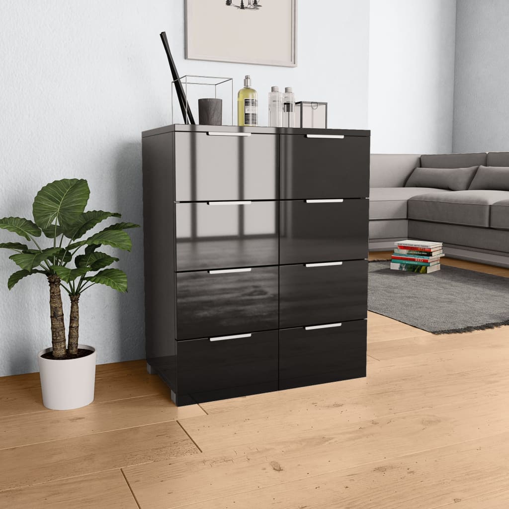 Sideboard high gloss black 60x35x80 cm wood material