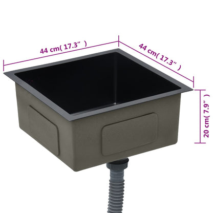 Handgefertigte Küchenspüle Schwarz Edelstahl