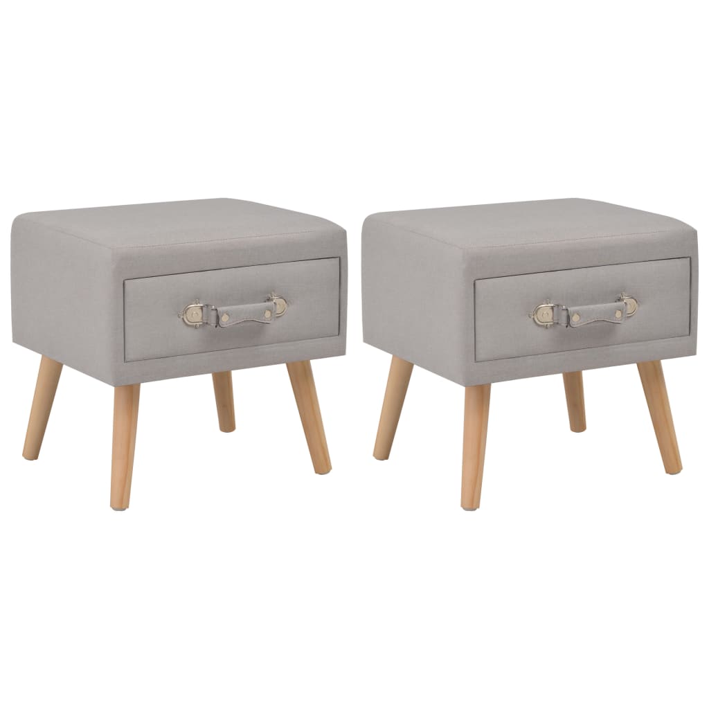 Bedside tables 2 pcs. Grey 40 x 35 x 40 cm fabric