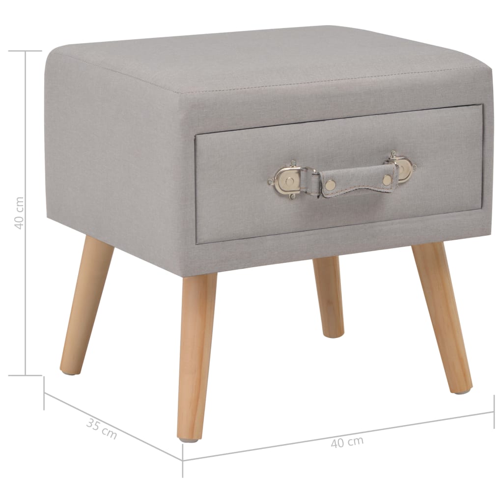 Bedside tables 2 pcs. Grey 40 x 35 x 40 cm fabric