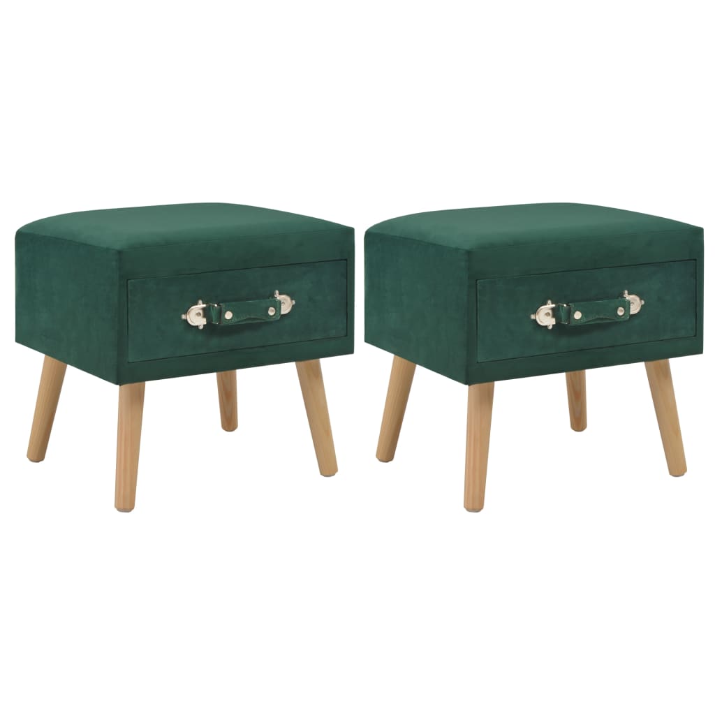 Bedside tables 2 pcs. Green 40 x 35 x 40 cm Velvet