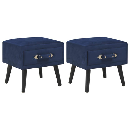 Bedside tables 2 pcs. Blue 40 x 35 x 40 cm velvet