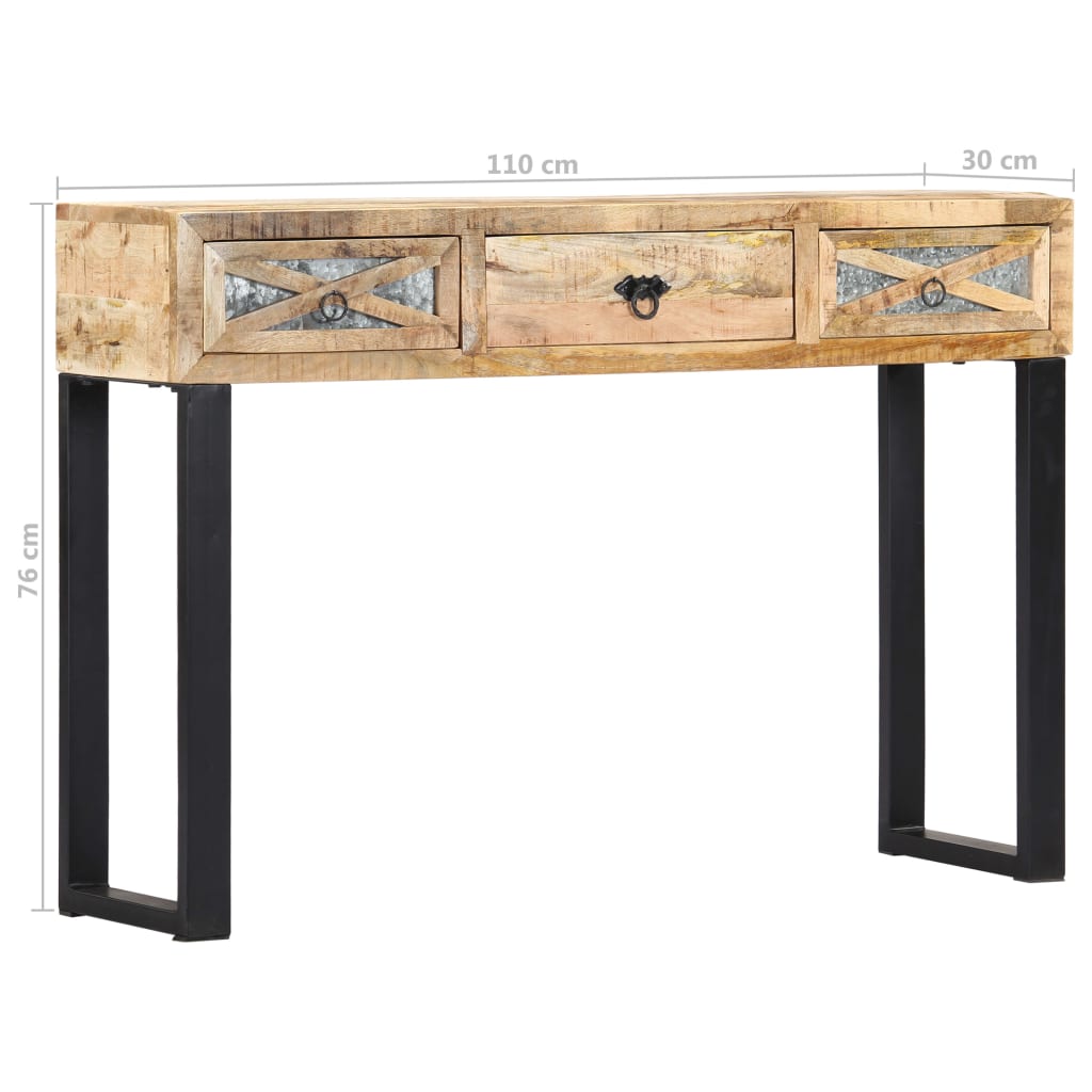 Console table 110 x 30 x 76 cm solid mango wood