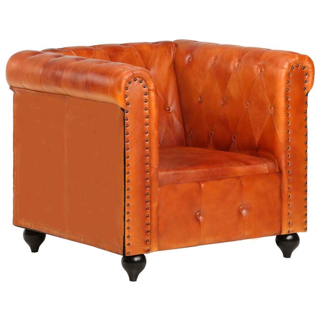 Chesterfield-Sessel Hellbraun Echtleder