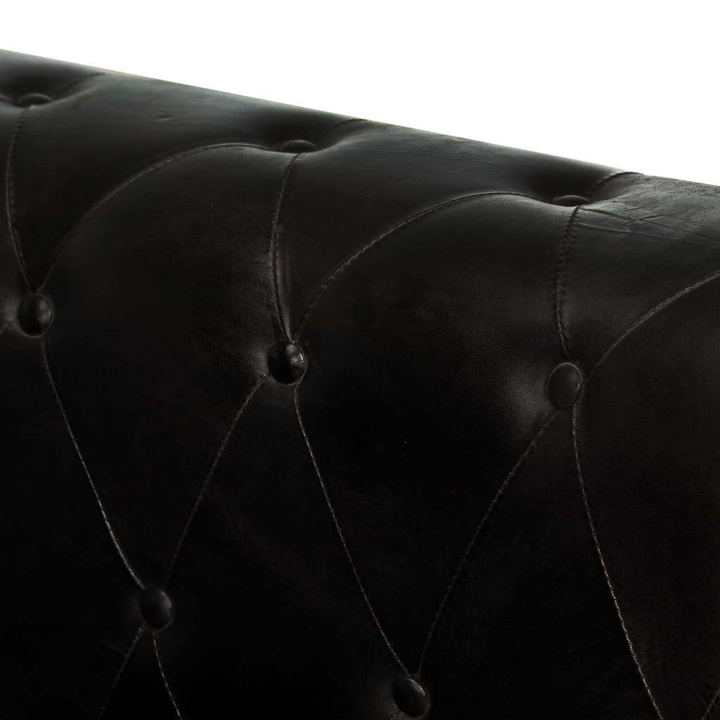 Chesterfield-Sessel Schwarz Echtleder