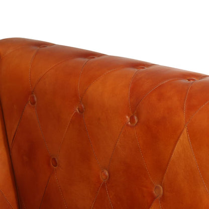 Chesterfield sofa 2-seater light brown genuine leather