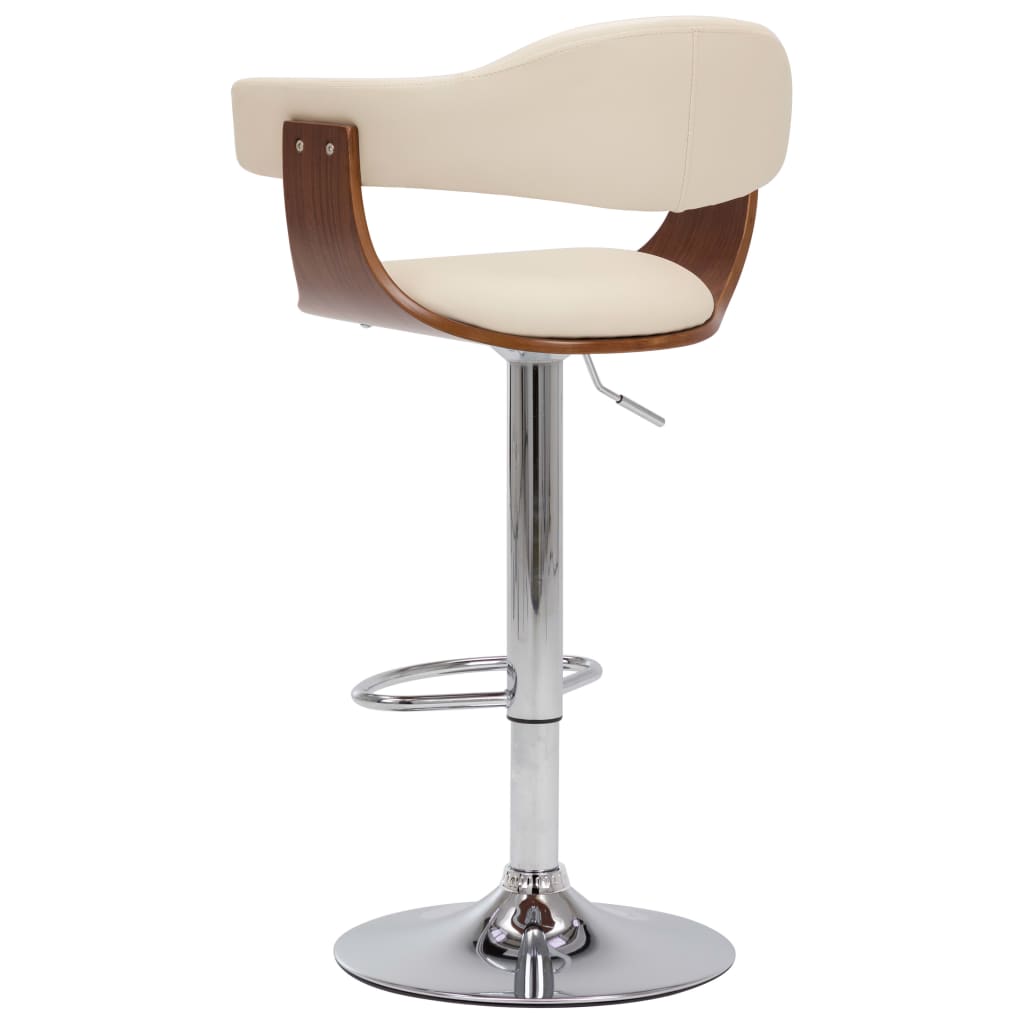 Barhocker 2 Stk. Creme Bugholz und Kunstleder