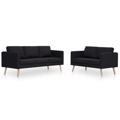 2-piece sofa set fabric black