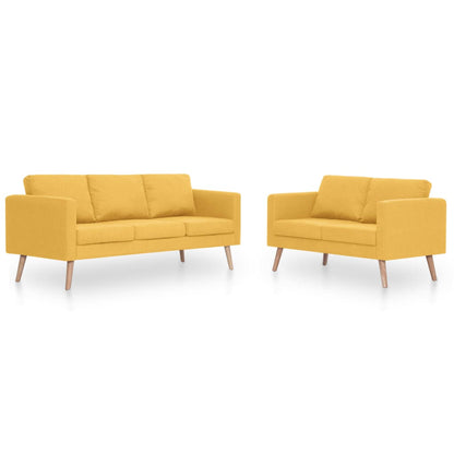 2-piece sofa set fabric yellow