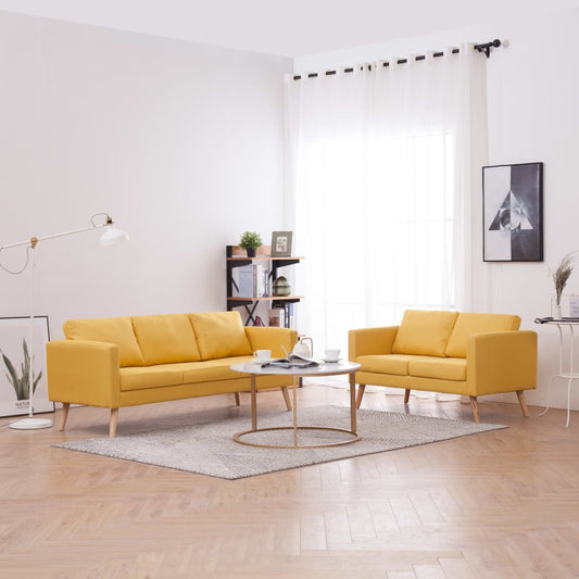 2-piece sofa set fabric yellow