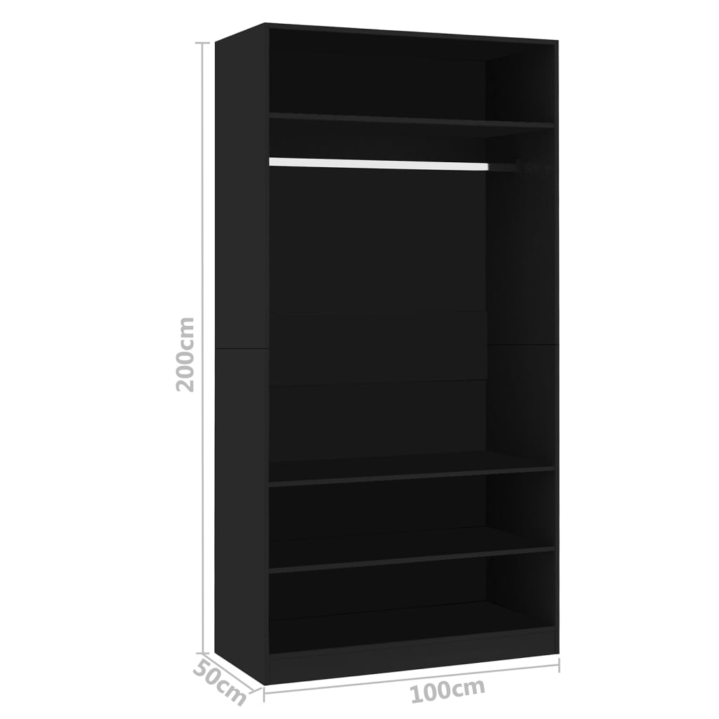 Wardrobe Black 100x50x200 cm wood material