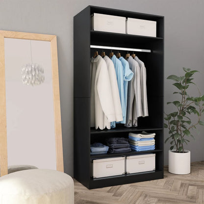 Wardrobe Black 100x50x200 cm wood material