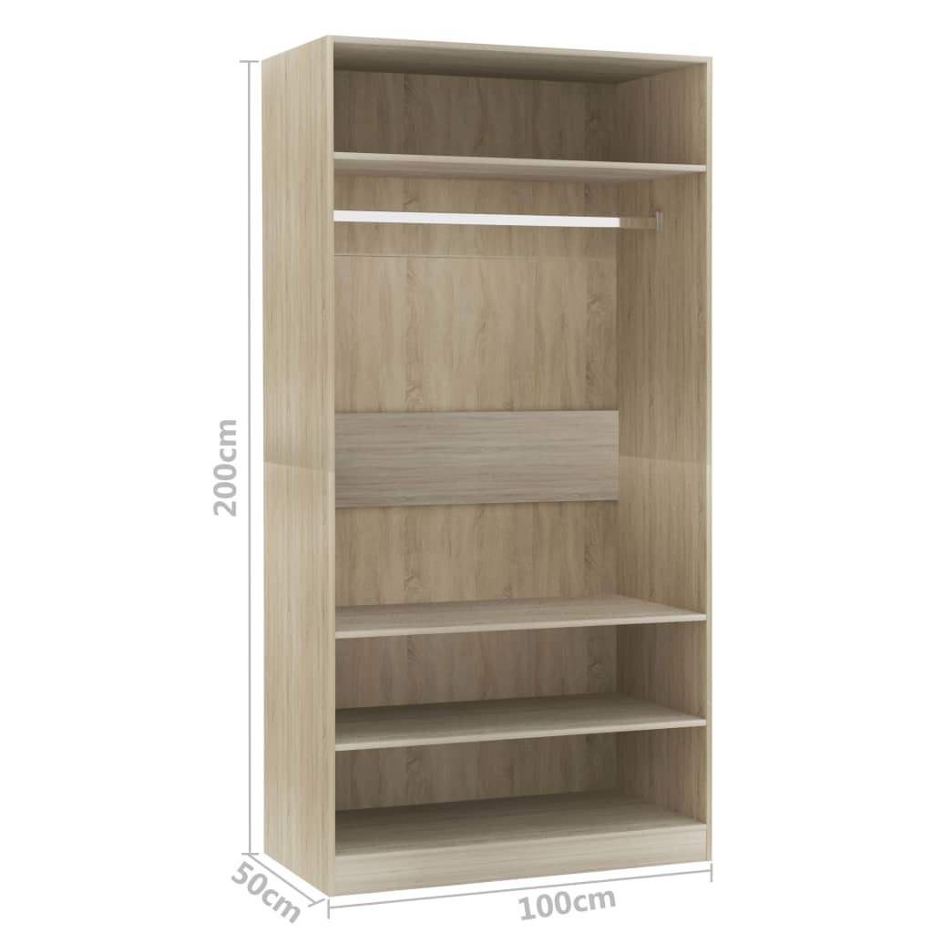 Kleiderschrank Sonoma-Eiche 100x50x200 cm Holzwerkstoff