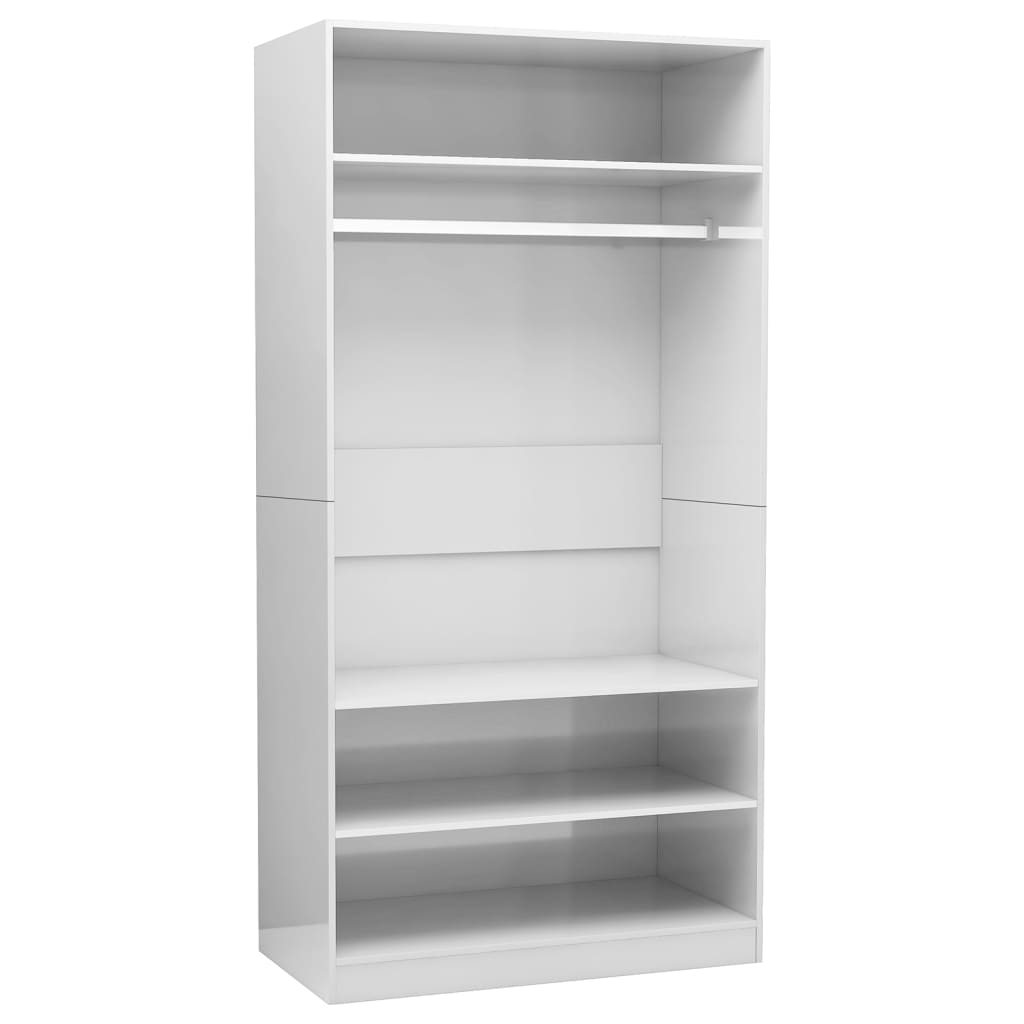 Wardrobe high gloss white 100x50x200 cm wood material