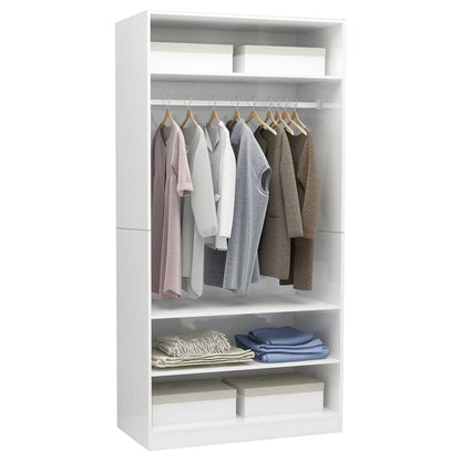 Wardrobe high gloss white 100x50x200 cm wood material