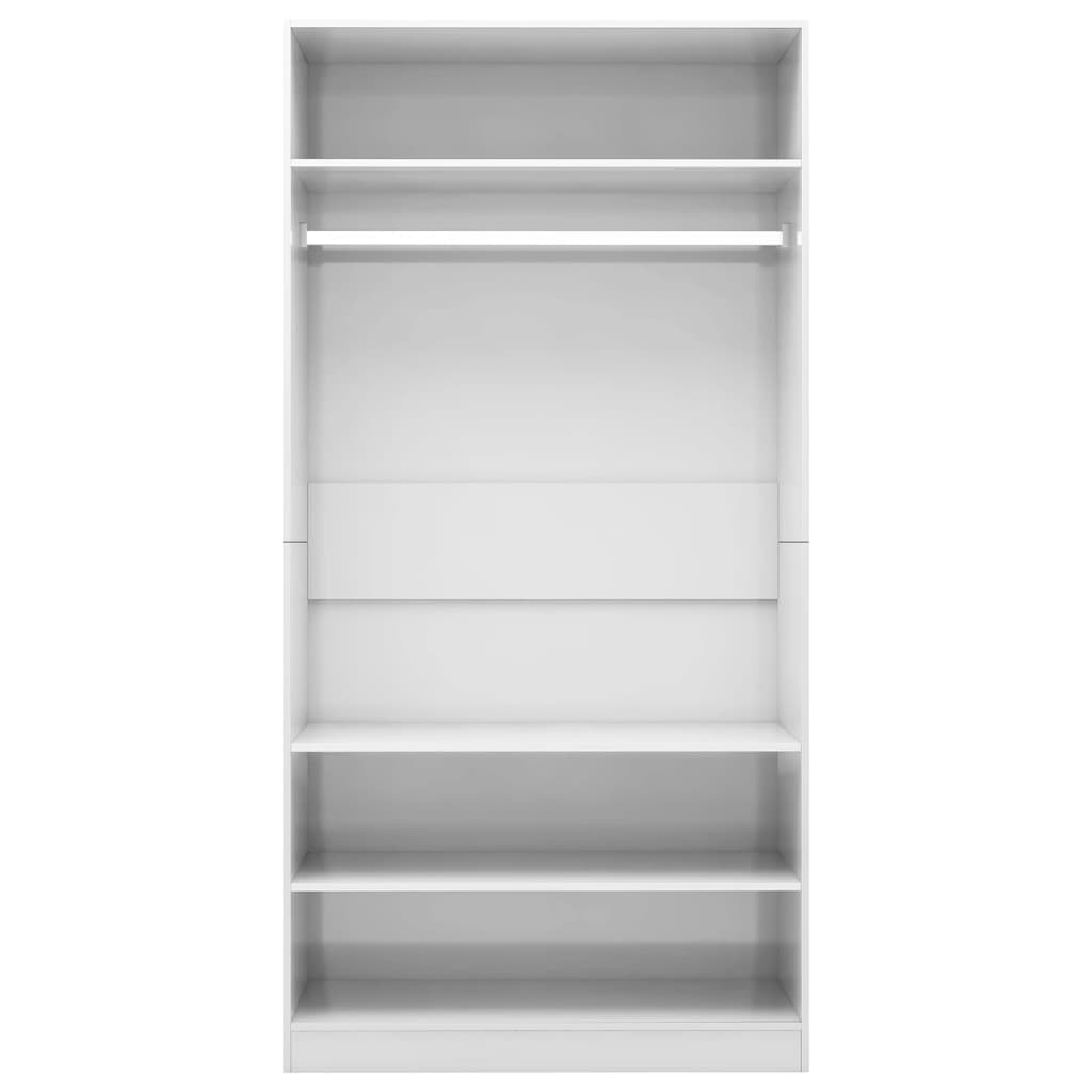 Wardrobe high gloss white 100x50x200 cm wood material