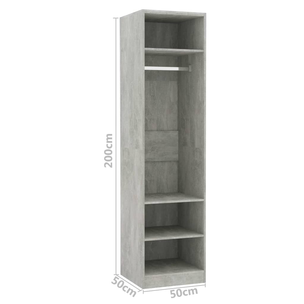 Wardrobe concrete grey 50x50x200 cm wood material