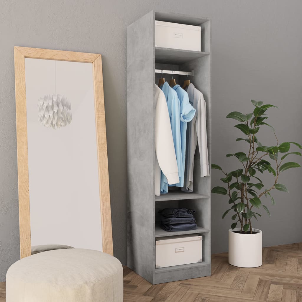 Wardrobe concrete grey 50x50x200 cm wood material