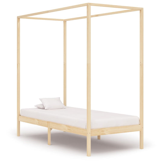 Canopy bed frame solid pine 90 x 200 cm