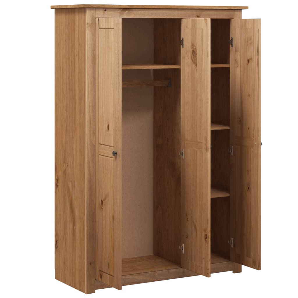 Kleiderschrank 3-Türig 118×50×171,5 cm Kiefer Panama Serie