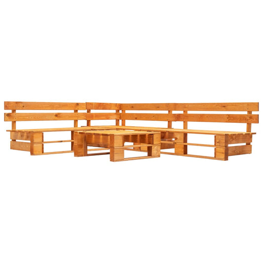 4-tlg. Garten-Lounge-Set aus Paletten Holz Honigbraun