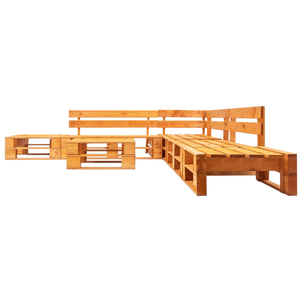 6-tlg. Garten-Lounge-Set aus Paletten Holz Honigbraun