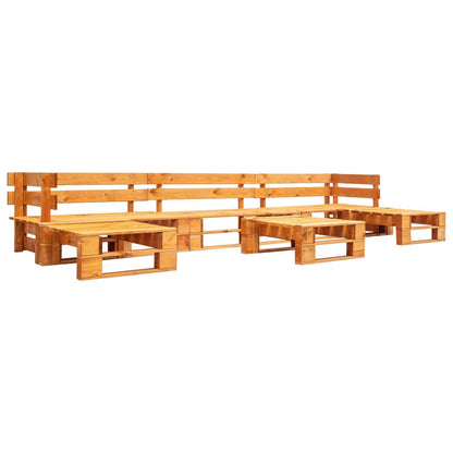 6-tlg. Garten-Lounge-Set aus Paletten Holz Honigbraun