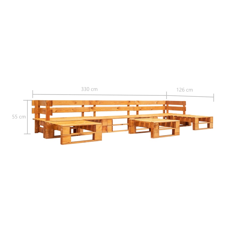 6-tlg. Garten-Lounge-Set aus Paletten Holz Honigbraun