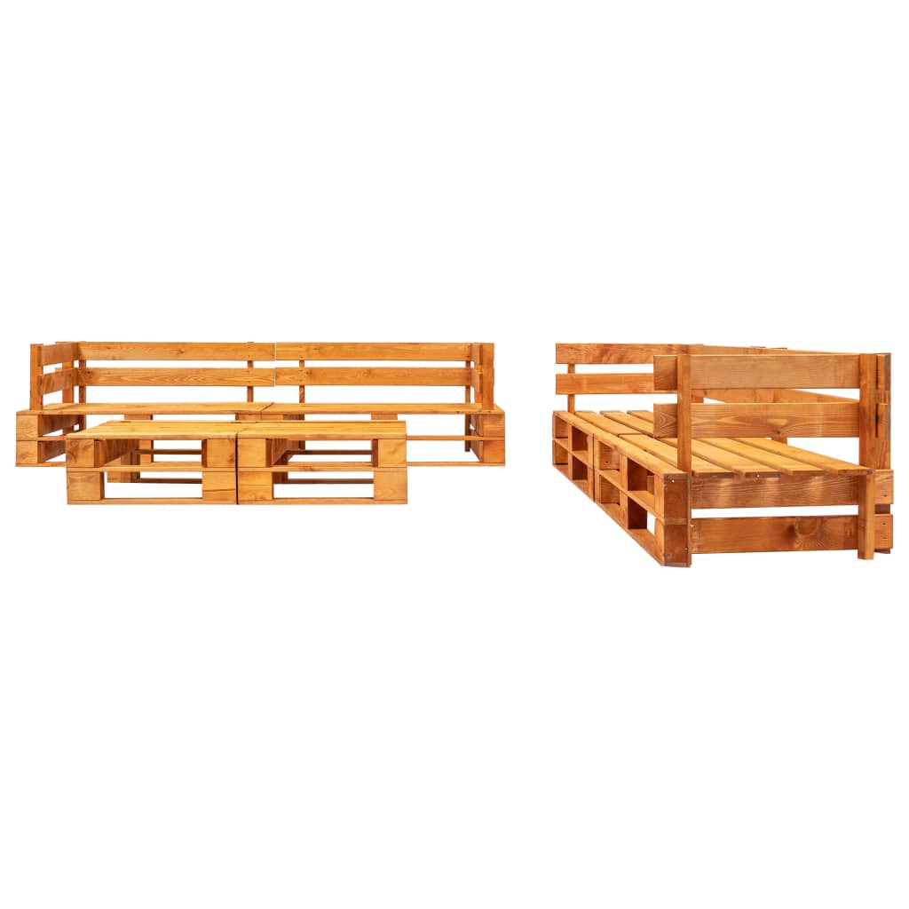 6-tlg. Garten-Lounge-Set aus Paletten Holz Honigbraun