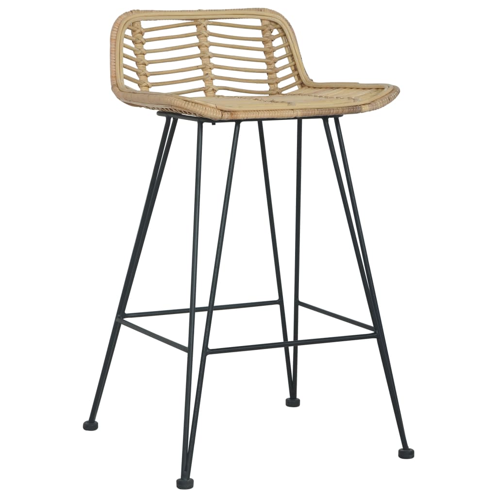 Barhocker 2 Stk. Rattan Natur