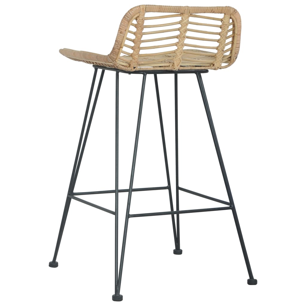 Barhocker 2 Stk. Rattan Natur