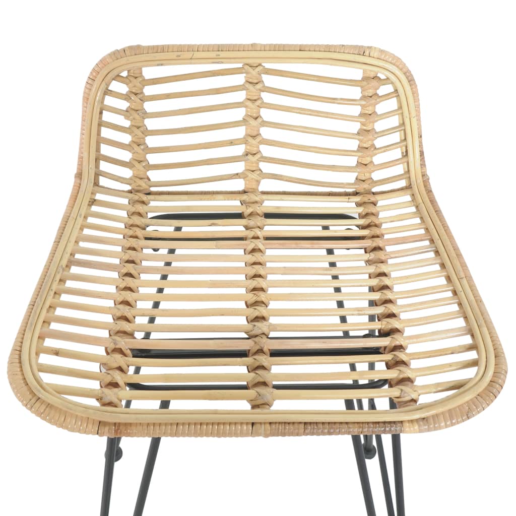 Barhocker 2 Stk. Rattan Natur