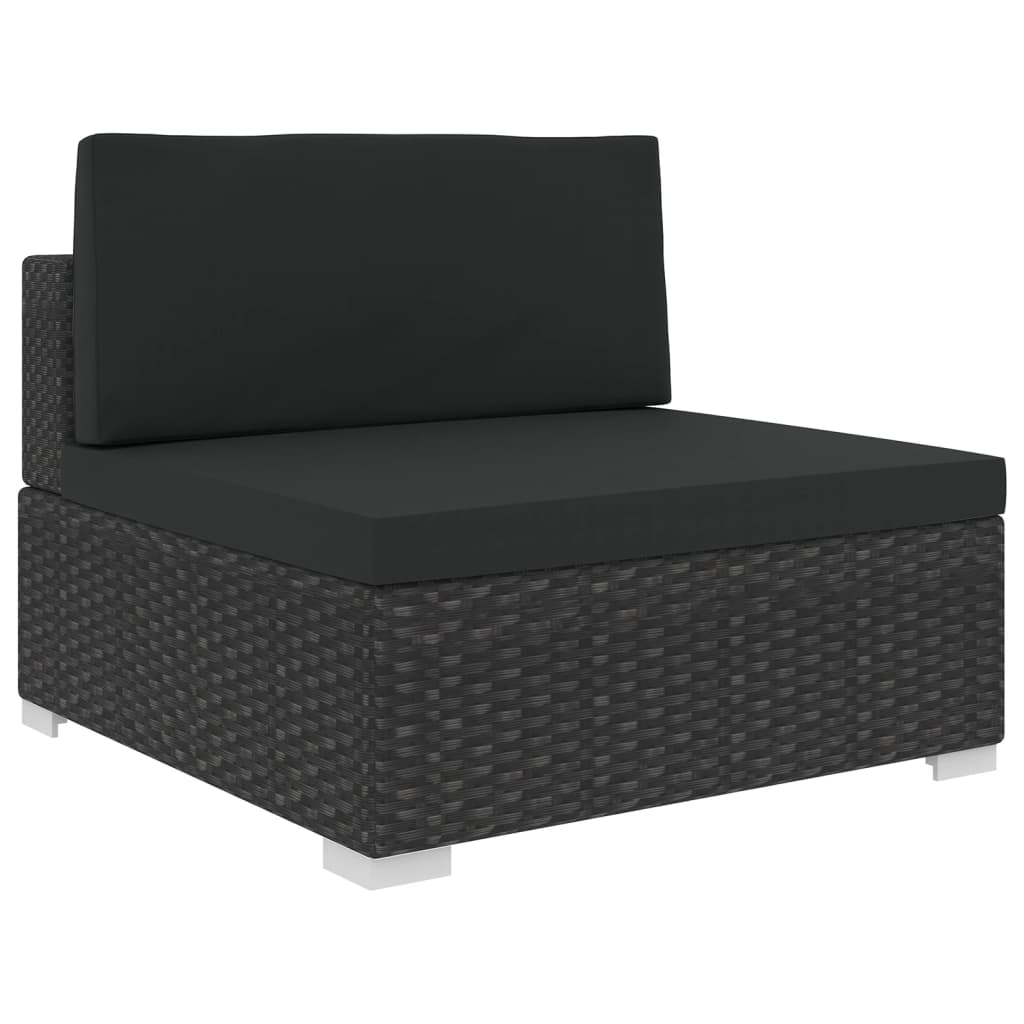 6-tlg. Garten-Lounge-Set mit Kissen Poly Rattan Schwarz