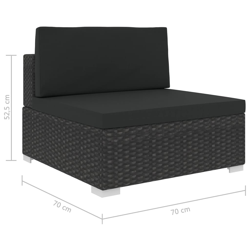 6-tlg. Garten-Lounge-Set mit Kissen Poly Rattan Schwarz