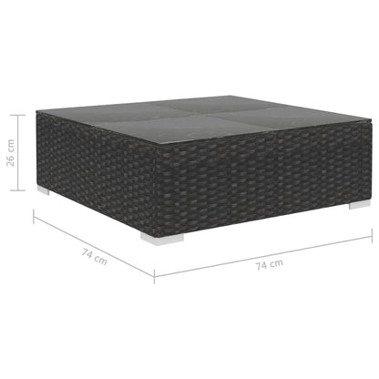 6-tlg. Garten-Lounge-Set mit Kissen Poly Rattan Schwarz